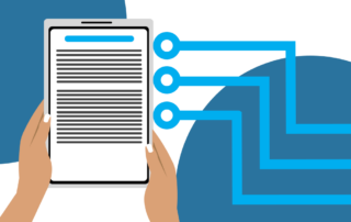 Person holding tablet with form on it