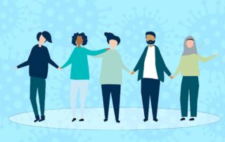 Image of five people of different races holding hands