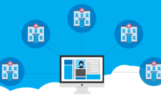 Clinical trial sites around computer