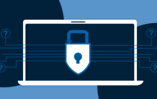 Image of lock in front of computer