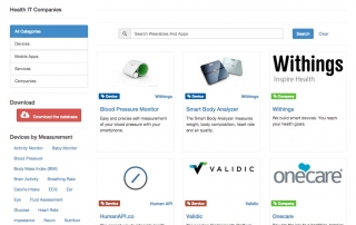 Wearablesandapps.com hosts a free directory of devices for remote care.