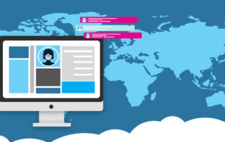 Computer super-imposed on image of globe