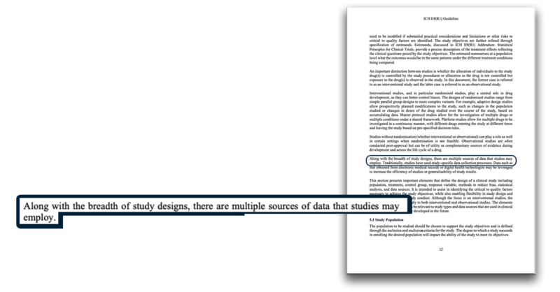 ICH E8 R2 Data Sources Screenshot