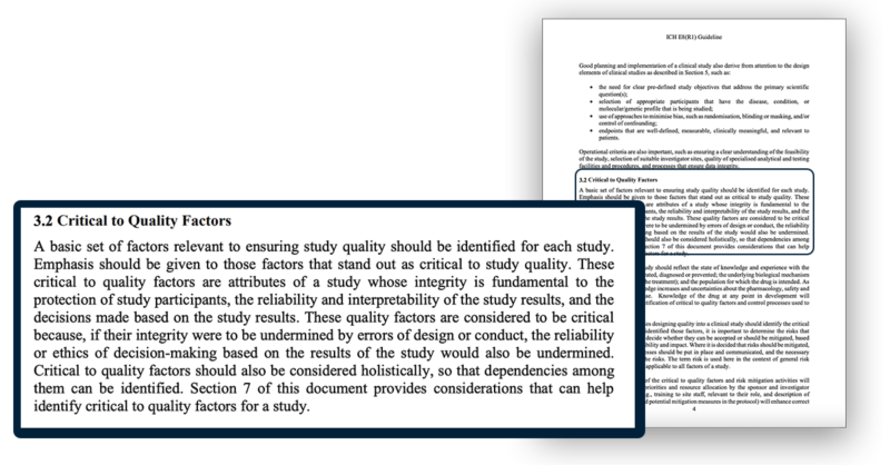 ICH E8 R2 Design Quality Factors Screenshot