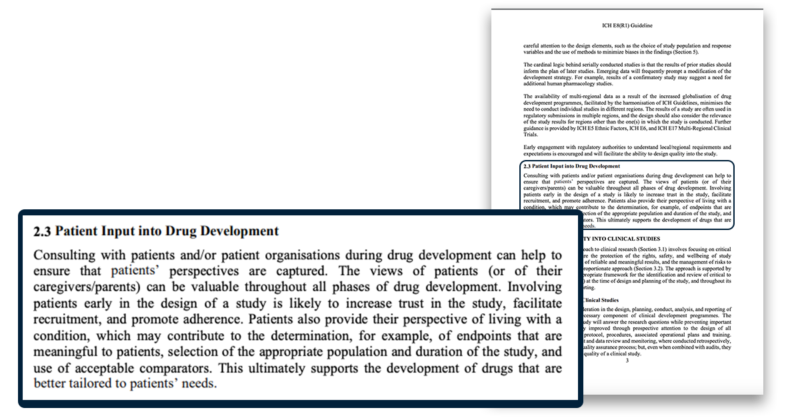ICH E8 R2 Patient Input Screenshot