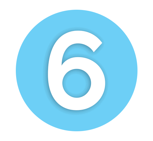 Number 6 Light Blue Icon