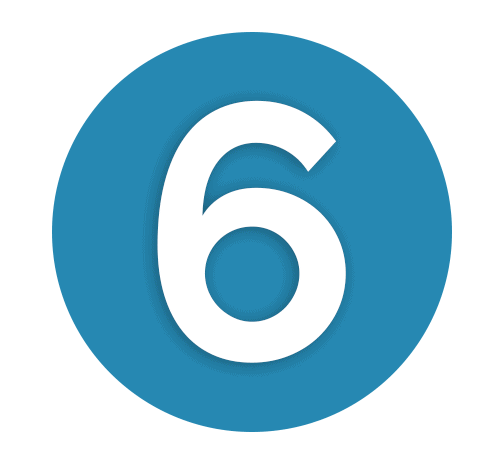 Number 6 Medium Blue Icon