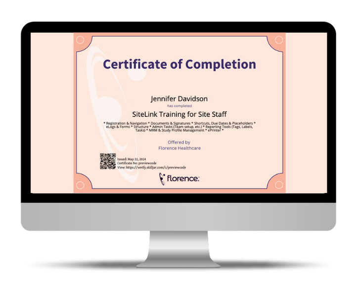 Site Staff Training Certificate