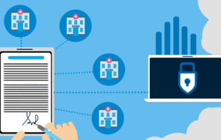 Person signing form with computer locked to symbolize safety