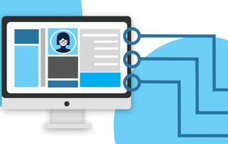 Computer linked to other sites by digital lines