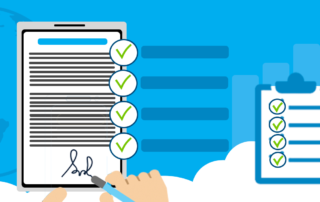 Person signing eConsent form on tablet with checklist nearby