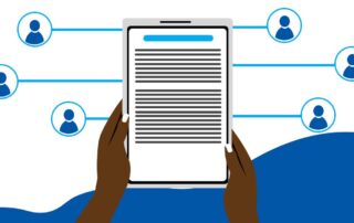 Hands holding tablet with consent form on it