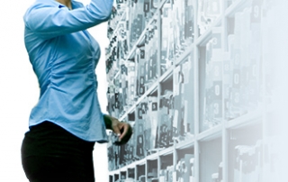 Woman working with binders
