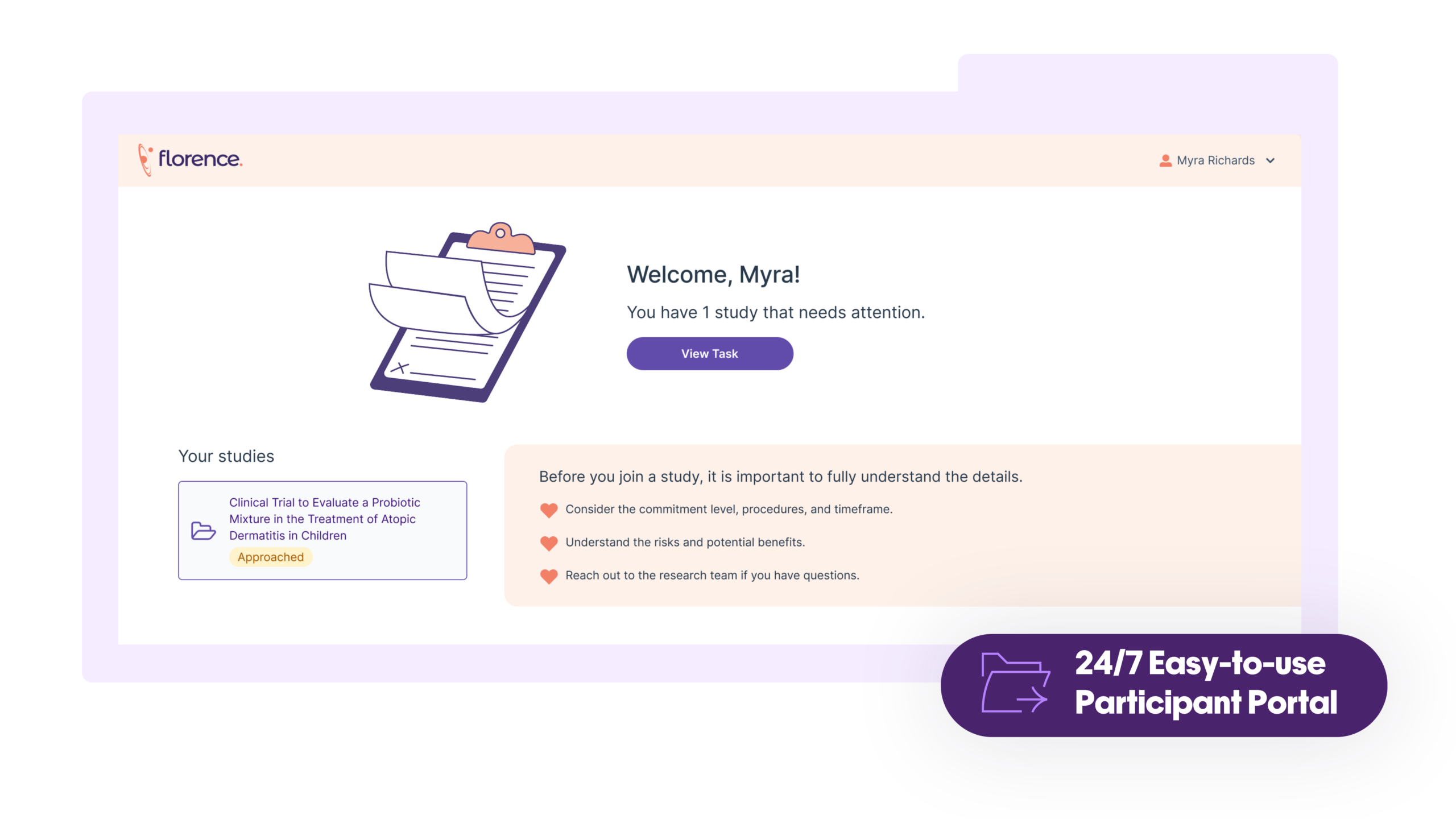 Flexible Workflows and a 24/7 participant dashboard for faster enrollment